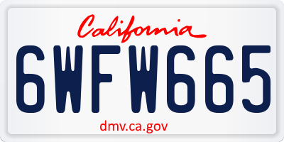 CA license plate 6WFW665