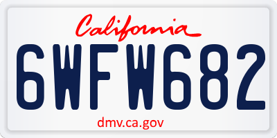 CA license plate 6WFW682