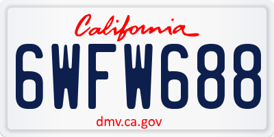 CA license plate 6WFW688