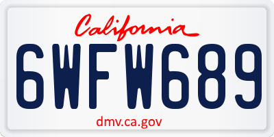 CA license plate 6WFW689