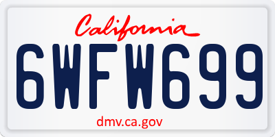 CA license plate 6WFW699