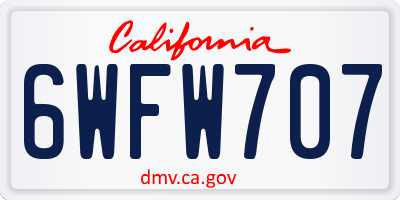 CA license plate 6WFW707