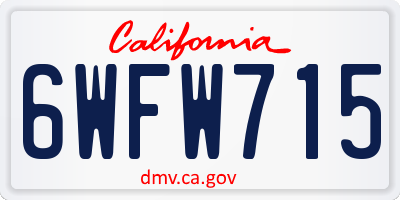 CA license plate 6WFW715