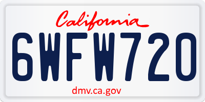 CA license plate 6WFW720