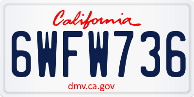CA license plate 6WFW736