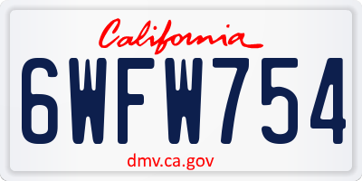CA license plate 6WFW754