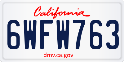 CA license plate 6WFW763