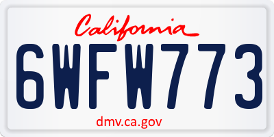 CA license plate 6WFW773