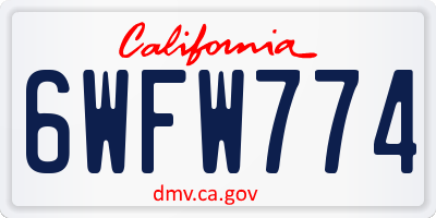 CA license plate 6WFW774