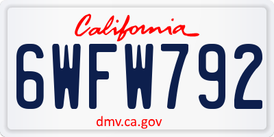 CA license plate 6WFW792