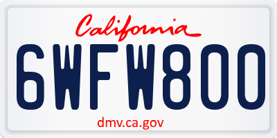 CA license plate 6WFW800