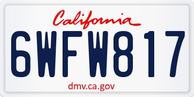 CA license plate 6WFW817