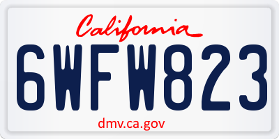 CA license plate 6WFW823