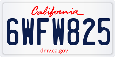 CA license plate 6WFW825