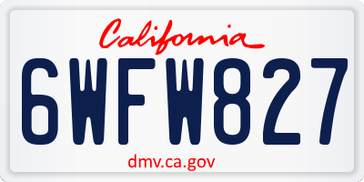 CA license plate 6WFW827