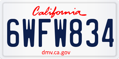 CA license plate 6WFW834