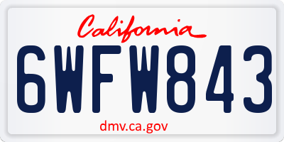 CA license plate 6WFW843