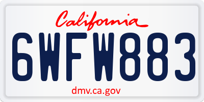 CA license plate 6WFW883