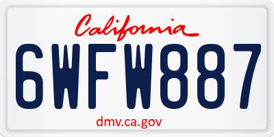 CA license plate 6WFW887