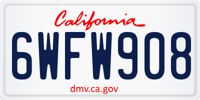 CA license plate 6WFW908