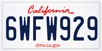 CA license plate 6WFW929