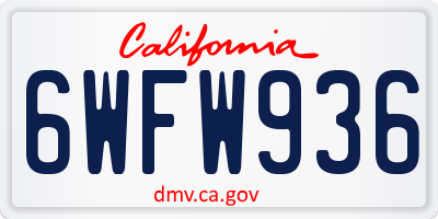 CA license plate 6WFW936