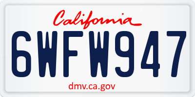 CA license plate 6WFW947