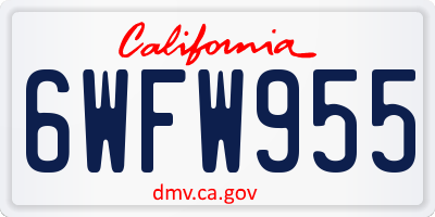 CA license plate 6WFW955