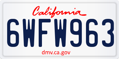 CA license plate 6WFW963
