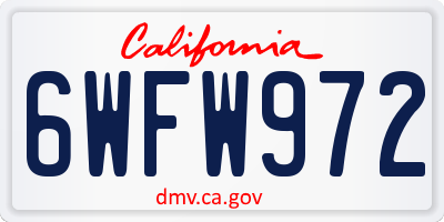 CA license plate 6WFW972