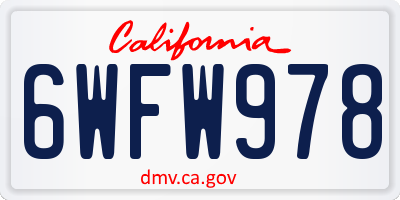 CA license plate 6WFW978