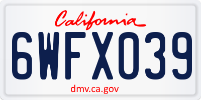 CA license plate 6WFX039