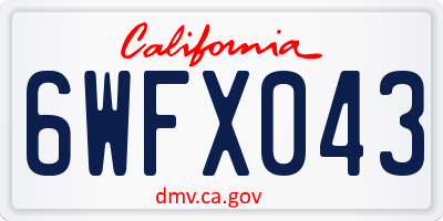 CA license plate 6WFX043