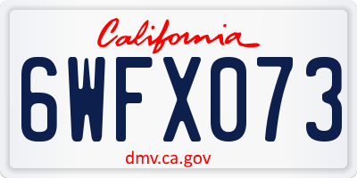 CA license plate 6WFX073