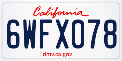 CA license plate 6WFX078