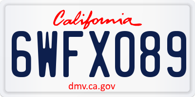 CA license plate 6WFX089