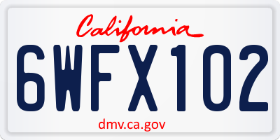 CA license plate 6WFX102