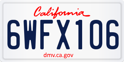 CA license plate 6WFX106