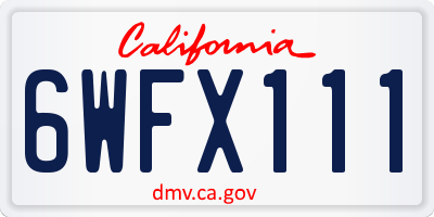 CA license plate 6WFX111