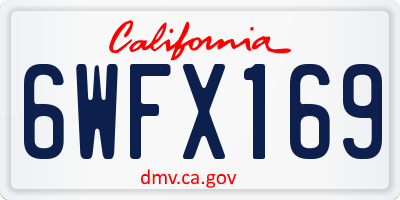 CA license plate 6WFX169