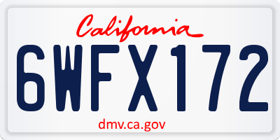 CA license plate 6WFX172