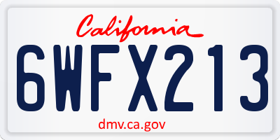 CA license plate 6WFX213