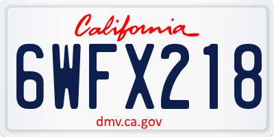CA license plate 6WFX218