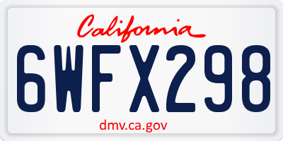CA license plate 6WFX298