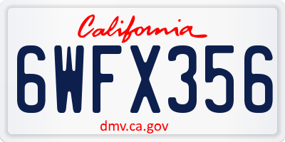 CA license plate 6WFX356