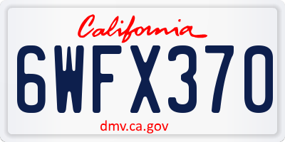 CA license plate 6WFX370