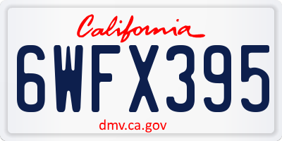 CA license plate 6WFX395
