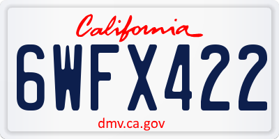 CA license plate 6WFX422