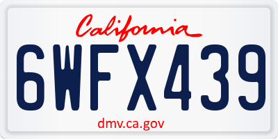 CA license plate 6WFX439