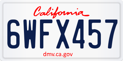 CA license plate 6WFX457
